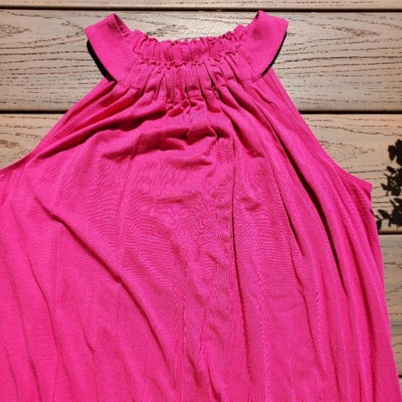 Express Magenta Pink Blouse High Neck Top Blouson Loose Shirt Preppy Casual XS - Picture 5 of 6